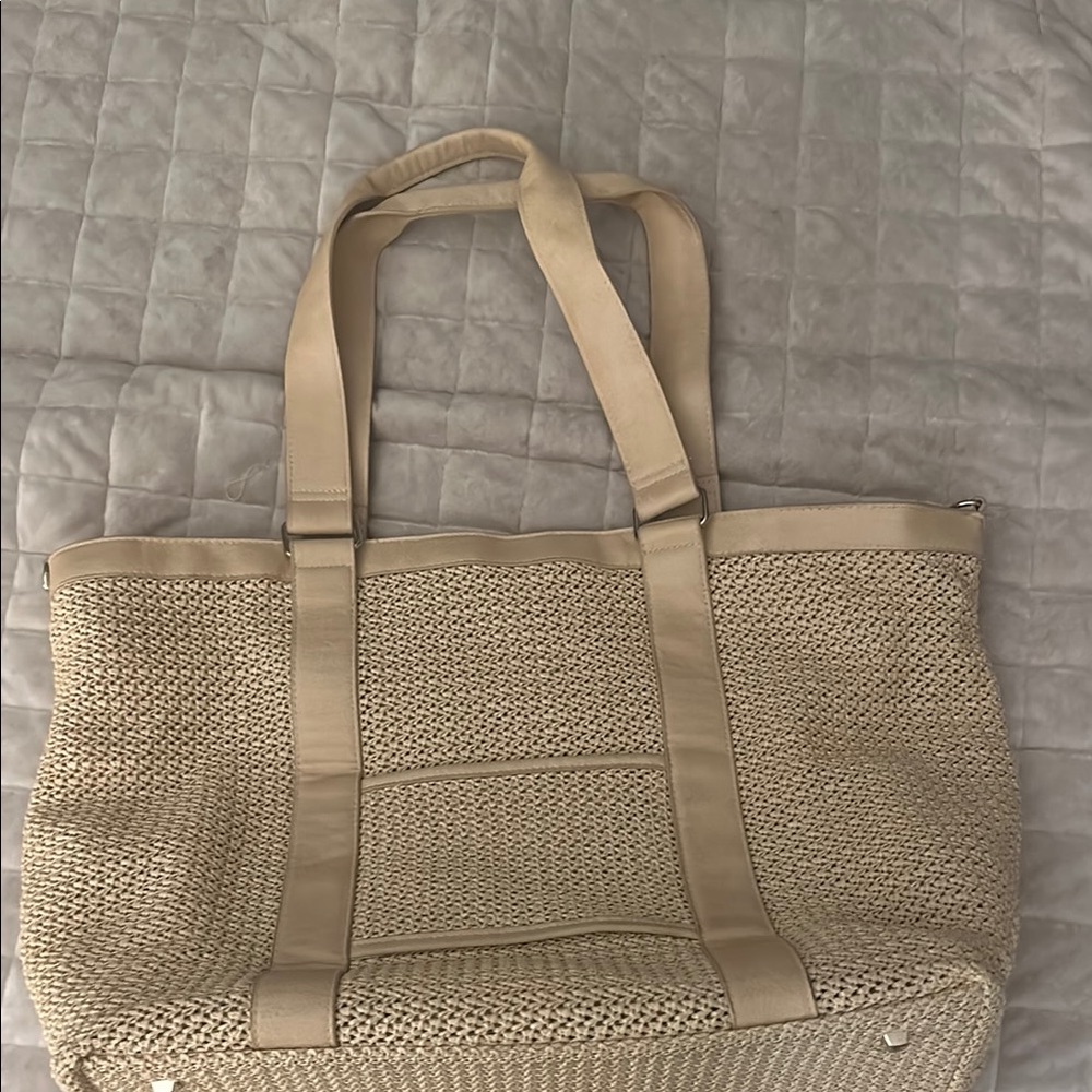 BEIS Beige Woven Tote Bag